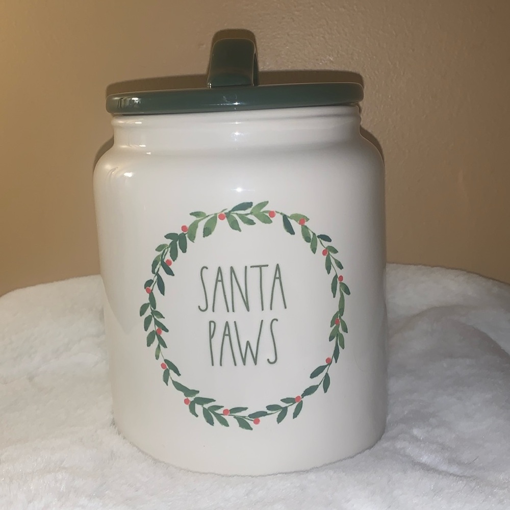 🧑‍🎄 Rae Dunn Santa Paws Dog Treat Canister Christmas Holiday Ceramic Pet Jar